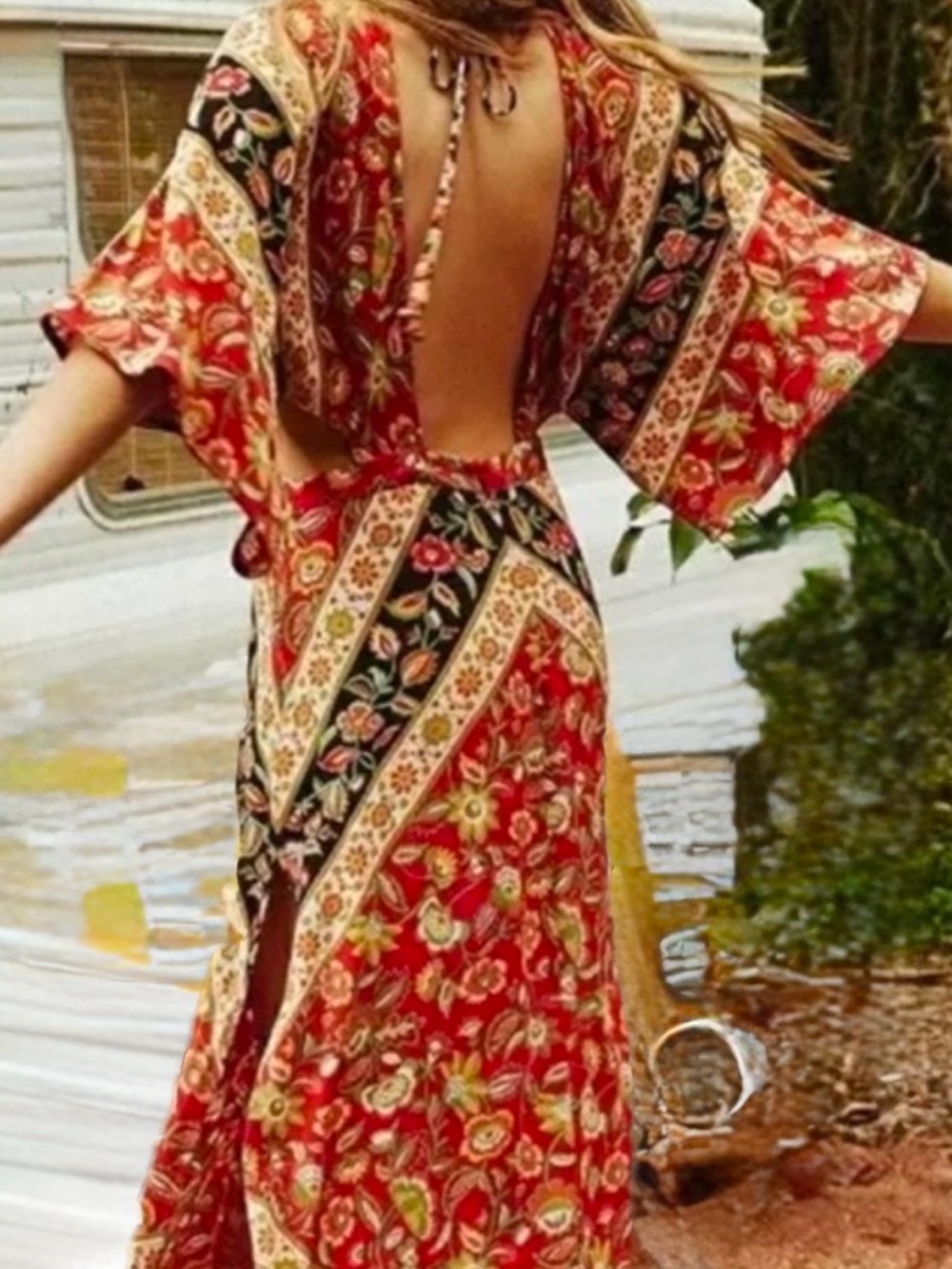 Red Floral  Dress
